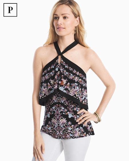 White House black market metallic flower print top 